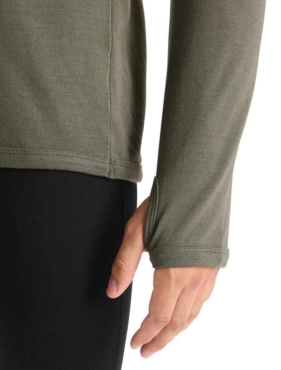 Men's Icebreaker Merino Original Long Sleeve Half Zip Hoodie Loden | CA 1676RVDW